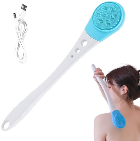 Duvcoywae Electric Back Scrubber | Electric 3 Speeds Waterproof Cleaner | Vibrating Back Scrubber for Shower,for Adults Women Elderly Travel Bathroom Home Bathtub Daily Spa Dry Sensitive Oily