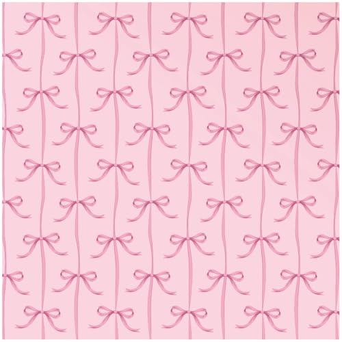YöL Pink Bow Pattern Wallpaper with Ribbon Design on Soft Pastel Background, Decorative Wall Covering for Bedrooms Nurseries and Feature Walls, Elegant Whimsical Interior Décor