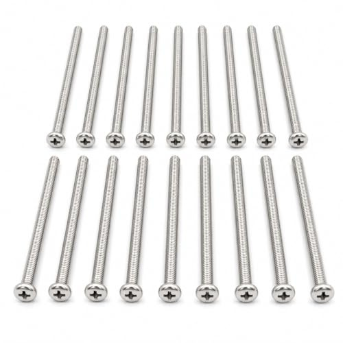M3.5 Machine Screws 3.5mm x 55mm, 20 Pcs Pan Phillips Cross Head Screws, Electrical Long Socket Screws Bolt Set for Light Switches, Plug Sockets and Wall Plates