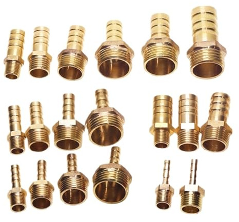 Racores de empalme con espiga de latón, Conector BSP macho con espiga for manguera de latón, tamaños 4-25 mm x 1/8-1(3/4,10mm)