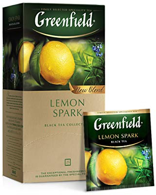 GREENFIELD LEMON SPARK | Schwarztee | Aromatisierter Schwarzer Tee mit Zitrone und Orange | Flavoured Black Tea | Teebeutel | 25 beutel, 37,5g