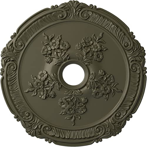 Ekena Millwork CM26ATWHF 26OD X 3 3/4ID X 1 1/2P Attica With Rose Ceiling Medallion Fits Canopies Up To 4 1/2, Witch Hazel