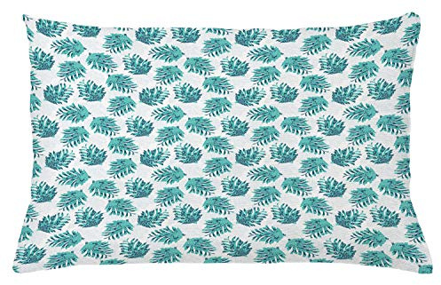 ABAKUHAUS Pine Cone Throw Pillow Cushion Cover, Botanical Conifers Ornamental Burgeoning Christmas Twiggy Seeds, Decorative Square Accent Pillow Case, 26 X 16 Inches, Turquoise Dark Teal