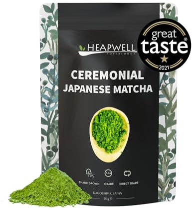 Heapwell Matcha Japanese Ceremonial Grade Green Tea Powder Great Taste Award Winner 2024 Sourced from Kagoshima Japan (30g, 30 Servings)