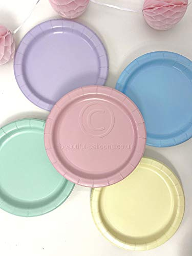 Beautiful Balloons Lot de 40 assiettes en papier couleur pastel arc-en-ciel 22,9 cm