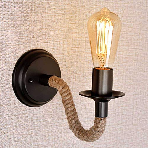 Mengjay-Vintage Retro Wandleuchte American Seil Industrielampe Eisenpfeife großes Seil Wandleuchte Dachboden Restaurant Korridor Wohnzimmer Balkon Korridor Wandlampe (ohne Glühbirne)