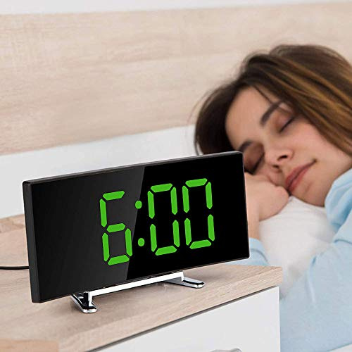 camouflage net Digitaler Wecker, Alarmwecker, Groß Display Tischuhr, USB Reisewecker, USB & Batteriebetrieben Uhr, Dimmbar Digitalwecker für Schlafzimmer Büro Wohnzimmer (Grün)