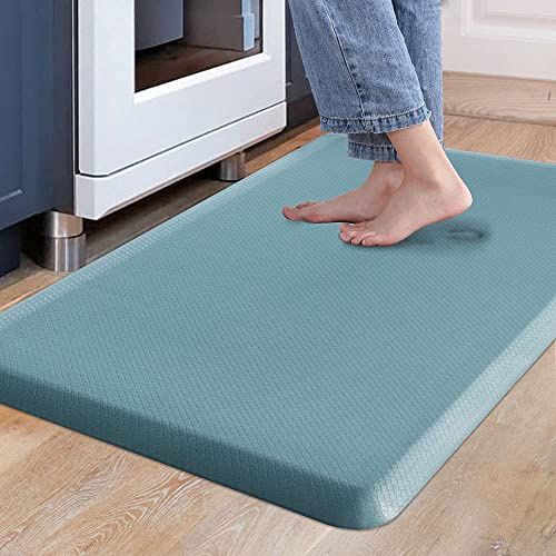 Carvapet rutschfest Küchenteppich Anti Ermüdungsmatte Küchenläufer Schaum-Stehmatten PVC Abwischbar Laufteppich Küchenmatte Bodenmatte (Türkis,44x70cm)