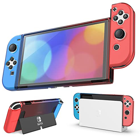 Nyko | Dockable, thin OLED Protective Hard Portable Travel Carry Shell Case for Nintendo Switch OLED (Red & Blue)