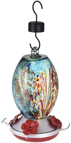 Kolibri-Futterstation aus Glas, Vogelfutterstation, Kolibri-Futterstation, Vogelstange für den Außenbereich, Terrasse, mundgeblasen
