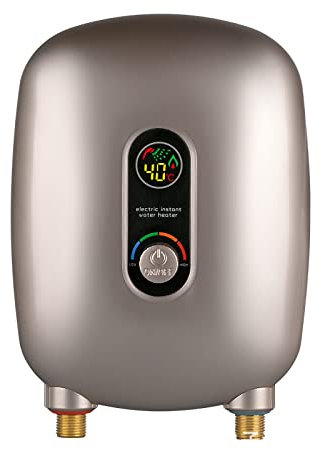 GDWD Calentador de agua eléctrico, 220 V, mini calentador de agua, 6500 W, sin depósito, sistema de agua caliente instantáneo para el cuarto de baño (oro)