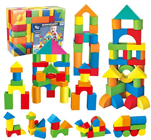 Foam Blocks for Toddlers, 138 Pieces EVA Soft Stacking Building Blocks Toy Set, Early Learning Construction Toys & Gifts for Kids, Boys & Girls 18+ Months 1-3 Years