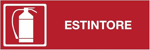 UNI - Estintore - CARTELLO SEGNALETICO ISO 7010 in Adesivo Resistente, Pannello in Forex o Pannello In Alluminio (PANNELLO IN ALLUMINIO 30X12 CM)