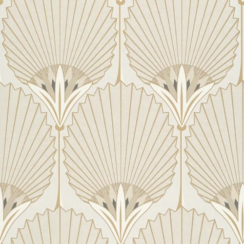 Grandeco Art Deco Nile Palm Textured Wallpaper, Beige Gold