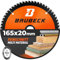 BAUBECK Lame scie circulaire 165x20 y compris bague de réduction de 16mm - Coupe fine Multi Matériau - Lame de scie circulaire 165x20 pour le bois, l'aluminium, etc. - Lame scie circulaire 165x16