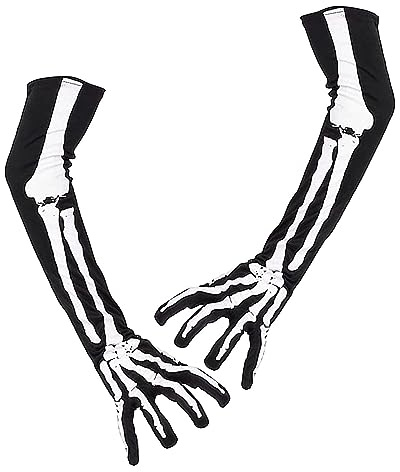 SamHeng Halloween Skelett Handschuhe, Schädel Klauen Geister Knochen Handschuhe für Halloween Cosplay Party Requisiten, dehnbare Schädelknochen Vollfinger Handschuhe für Halloween Kostümzubehör