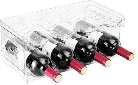 FYting Flaschenregal Kühlschrank Flaschen Organizer,Weinregal Stapelbar,Dosenregal,Transparenter Flaschenhalter Kühlschrank für Strohhalmbecher Trinkflasche Wasserflasche Sport (8 Flaschen)