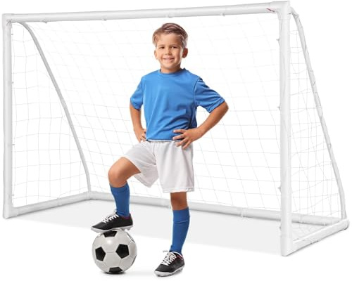 COSTWAY Fußballtor, Fussballtore Garten wetterfest, Fußballtor mit hochfestem Netz & Metallrahmen für Kinder & Erwachsene