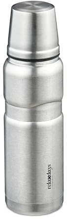 Relaxdays 500 ml Termo para Café Acero Inoxidable, Botella Térmica Antiderrames, 500ml, Vaso, Bebidas Frías y Calientes, Plata