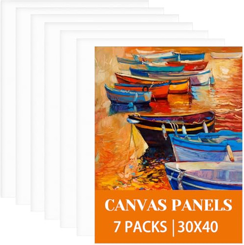 30x40cm Canvas for Painting 3mm 7pcs, Approx A3 Canvas Board, Triple Primed, Cotton Acid- Free Canvases for Acrylic & Oil & Watercolor, for Professional Artist, Hobby Painters & Beginners
