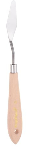 QUARKZMAN Espátula de Paleta de Acero Inoxidable con Mango de Madera de Haya para Extender Pintura al Óleo y Acrílica en Lienzo