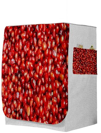 Highdi 3D Housse de Protection pour Machine à Laver, Chargement Frontal Housse à La Poussière avec Ouverture Frontale (Capacité S 6~7,5kg,Plantes fruitières 11)