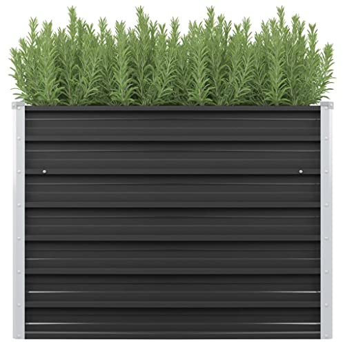 Tino Tech Fioriera rialzata da giardino, 100 x 40 x 77 cm, in acciaio zincato, per esterni, aiuola per piante, aiuola per piante, aiuole da giardino in metallo, colore antracite