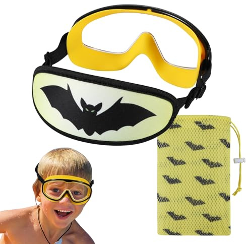 RUIGAO Kids Swim Goggles Age 4-7, Toddler Goggles No Tangle, Child Swimming Mask/Bungee Strap/Soft Band (1PK Mask - Bat)