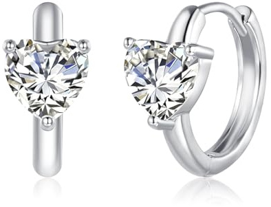 Cangall Creolen Silber 925 Klein, 925 Sterling Silber Herz Stern Oval Ohrringe Creolen, Hypoallergen Klein Ohrringe Creolen Silber 925 für Frauen Mädchen, Schlafen Knorpel Kreolen Huggie Ohrringe