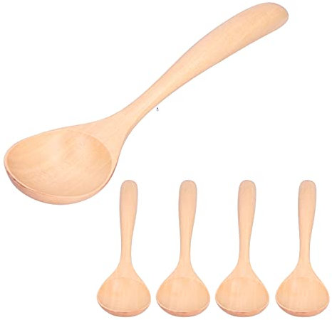 Cuchara de Miel, 5 Piezas de Cuchara de Sopa de, Cuchara de Mango Largo, Cuchara de Gachas, Cuchara de Sopa de Vajilla, Cucharas de, Cucharada de con Peso Ligero para el