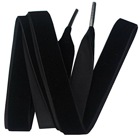 BupiMufi Lacci piatti in velluto da 16 mm, larghezza 100-140 cm, Nero, 140