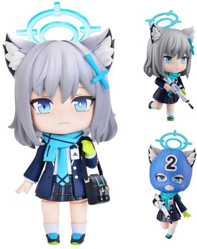 Jiumaocleu Blue Archive Figure Sunaōkami Shiroko Action Figure, 10 cm Mini Anime Figura Mobile Figura con Accessori, Testa Può Cambiare, Simpatico Regalo da Collezione Fatto a Mano per i Fan