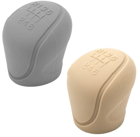 Tomedeks 2 Stück Auto Schaltknauf Abdeckung, Universal Schalthebel Abdeckung, Weich Tpu Silikon Schaltknauf 6 Gang Für Manueller Automatik Auto Schaltknauf(Beige/Grau)