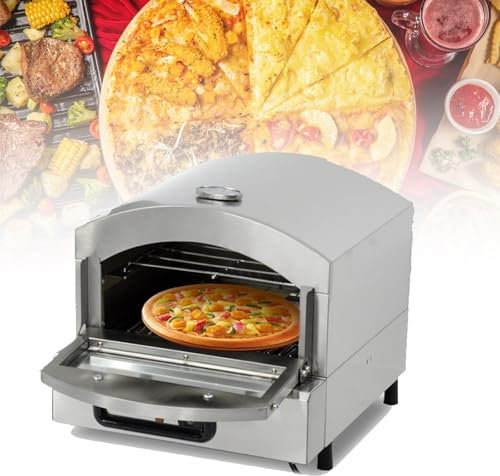 Pizzaofen für den Außenbereich, 2000 W, Pizza-Maschine aus Edelstahl, zum Kochen von Pizza, Steaks, Fisch, Hühnchen und mehr, erhitzt bis zu 660 °C, zum Backen von Brezeln im