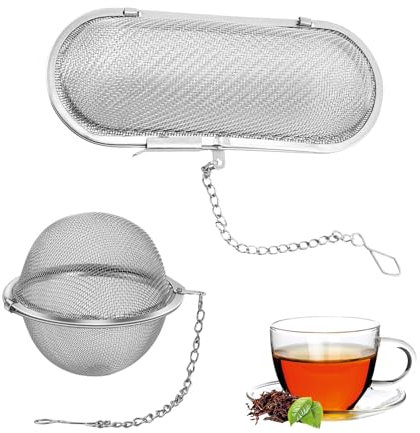 Gewürzei, 2 Stück Gewürzsieb Aus Edelstahl Teesieb Teeei Gewürzsieb zum Mitkochen, Gewürzkugel Infuser Teefilter Geeignet für Alle Arten von Tassen Teekannen Kannen Kugelformer Teaballs