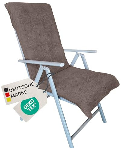 NYVI Frottee Schonbezug für Gartenstuhl NYVISpa 60x130 cm Taupe - Hygiene Auflage für Hochlehner Gartenstühle Campingstühle - Handtuch Bezug - Oeko-TEX 100