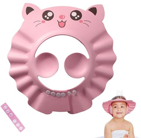 EUYKQNOI Gorro de Ducha de Bebé Para,Gorro ducha niños，Visera baño niños,Suave Ajustable con Protección para los oídos Gorro de ducha,Evita que los ojos se llenen de Agua y Champú Protege para el