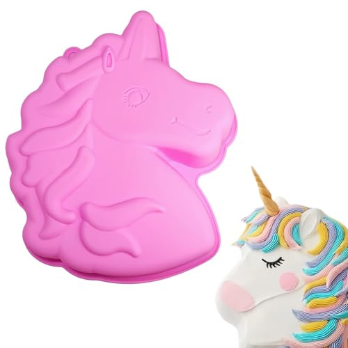 GUOYOU Einhorn Backform, Rosa Silikon Backform, 3D Zeichentrick backform Silikon, Kann zu Kuchen, Einhorn Kuchenform silikon, Pralinen, Desserts, Puddings Verarbeitet Werden