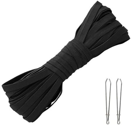 Dondeen 50 Meter Gummiband Breite 8mm 10mm Nicht Leicht Verformbar für nähen DIY Handwerk Stoffe Elastisches Band Hosengummi Elastisches Farbband (Schwarz, 10mm)