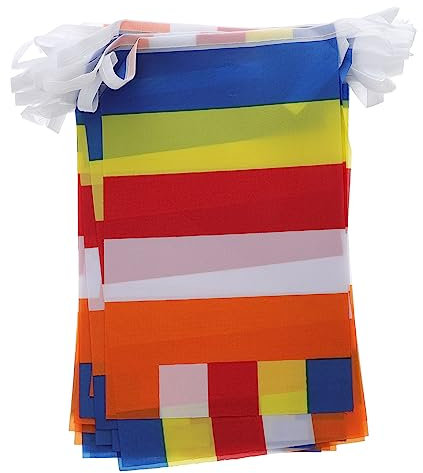 LOLIPPYY Estandarte Bandera De Oración Tibetana De Cinco Colores Poliéster Resistente Decoración Espiritual Templos Jardines Exteriores Interiores