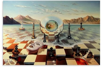 YYUEQIL Salvador Dalí Wandkunstdrucke, Gemälde, Poster (Schachmaske auf See), berühmte coole Kunstwerke, Gemälde, Wandkunst, Leinwanddrucke, hängendes Bild, Heimdekoration, Geschenkidee, ungerahmt, 40