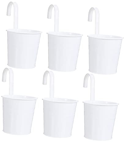 Toyvian 6pezzi Secchio Da Balcone in Ferro Secchi Da Appendere Per Vasi Da Fiori Portafiori Per Balconi Finestre e Recinzioni Da Giardino