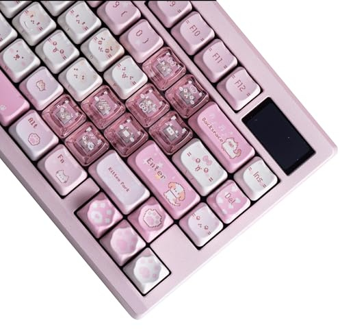 daixiahu Mao Height Cat Shape Theme keycaps PBT keycaps Customized keycap Set Suitable for 61/87/104/108 Cherry MX Switch and Other Mechanical Keyboards 141PBT+25PC (Pixel Meow)