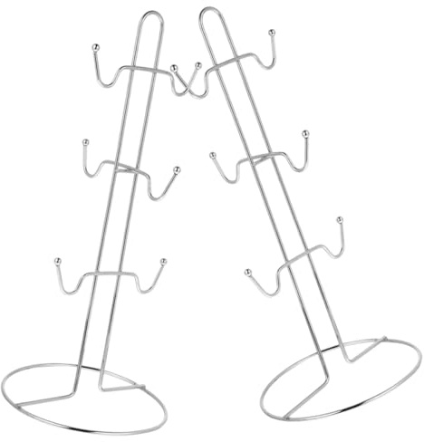 IMIKEYA Supporto Portabicchieri Ad Albero in Metallo, Porta Tazza Da Caffè Per Cucina e Bar, Set 2 Pezzi Per Risparmio Spazio e Uso Professionale