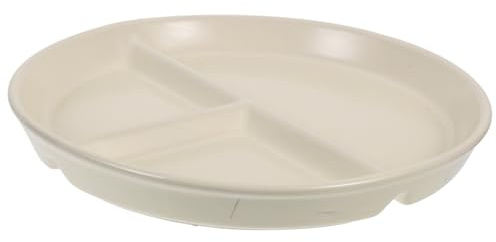 Hohopeti Plato de Comida de Cerámica Blanco de Compartimentos para Adultos | Superficie Lisa Rebabas, Fácil de Limpiar, Uso Multifuncional en Restaurantes y Fiestas