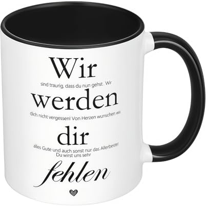 Tasse Abschied Kollege – Lustige Beidseitig Bedruckte Kaffeetasse mit Löffel – Abschiedsgeschenk Kollegen Tasse für Büro, Kollegin oder Chef – Hochwertige Keramik Tasse, Spülmaschinenfest