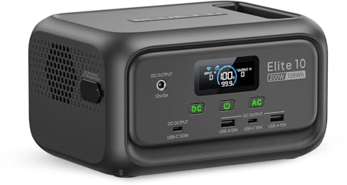 BLUETTI Elite 10 Mini Portable Power Station, 128Wh LiFePO4 Battery with 200W AC Outlet, 10ms UPS Backup, Fast Recharge Solar Generator for Camping, Travel & Outage Emergency Backup