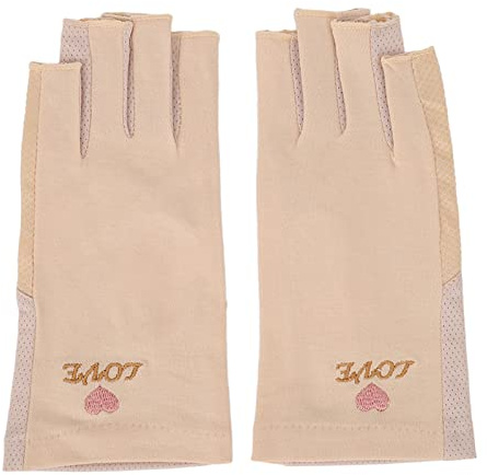 Generic Guantes de Protección UV, Guantes de Manicura sin Dedos con UPF50+ para Lámpara UV, Secador de Uñas, Transpirables, de Algodón, Elásticos y con Protección Anti-UV para Uñas de (Amarillo claro)