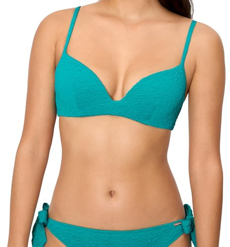 YSABEL MORA. Top Bikini con Textura Lila Copa B. Top con Aro Y Relleno Fijo En Tejido Crinkle. Diseño Clásico con Relleno En Copa B .Colección Seasalt.