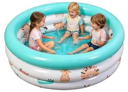 Piscine Gonfiabili,Vasca da Bagno a Gonfiaggio con Fantasia Carina | Piscina Gonfiabile Rotonda,Per Bambini Animali Domestici Mare Palla Giocattolo da All'aperto Giardino Spiaggia Vacanza e Festa